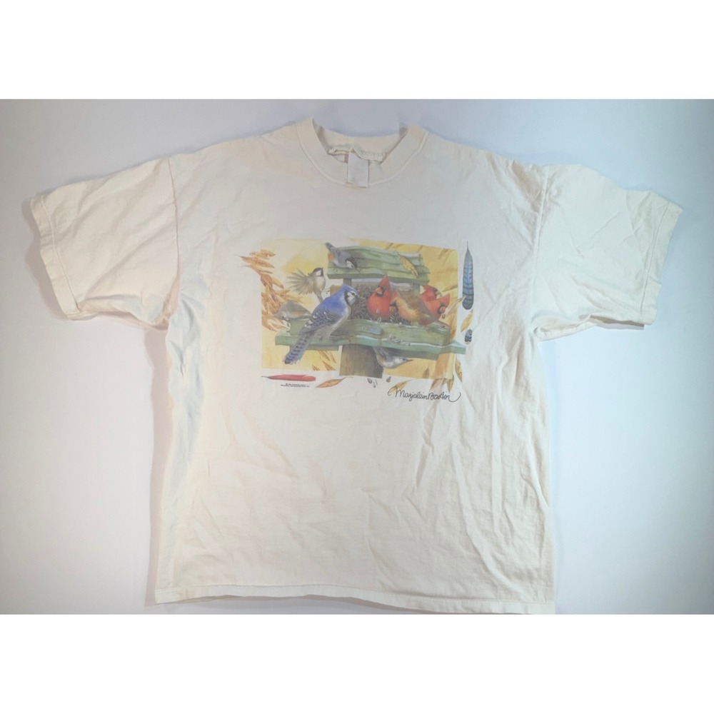 Vintage 1995 Marjolein Bastin Hallmark Bird Graphic T-Shirt XXL Cream Nature Tee